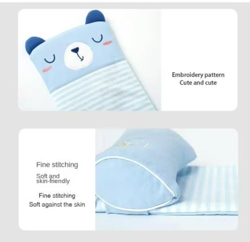 Baby blanket with cartoon bear design and text about embroidery pattern and softness.