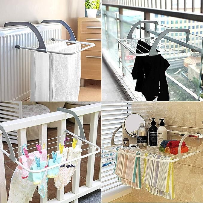 Multi-functional hanging rack used for laundry, storage, and bathroom organization.