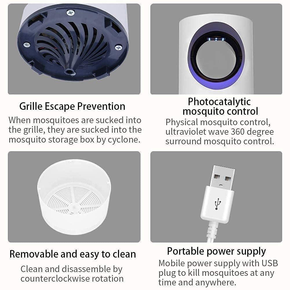 Mosquito control device with features highlighted on a gray background
